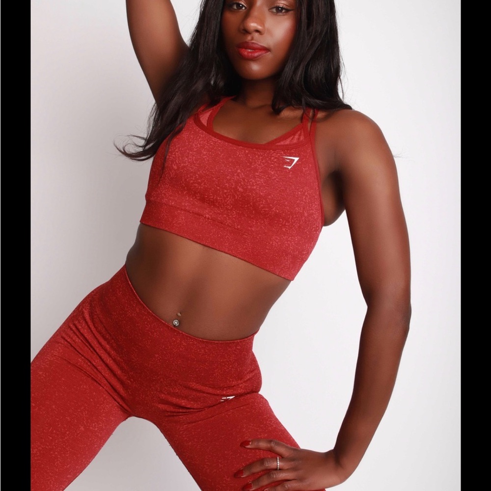 Gymshark Deep Red Sports Bra and Leggings Set